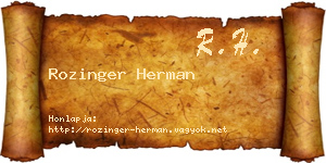 Rozinger Herman névjegykártya